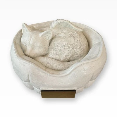 Katzenurne Tierurne Urne Katze Schlafende Katze ca. 15 kg ca. 1 ltr. mit Gravur - Bild 1 von 4