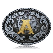 Btilasif Western Belt Buckle Cowboy Initial Letters Standard, A