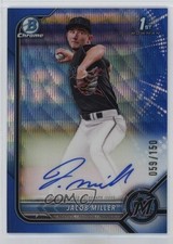 2022 Bowman Draft Chrome Pick Blue Wave Refractor 59/150 Jacob Miller Auto 0rd2