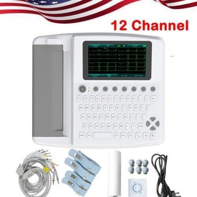 7In Color Touch Digital Portable 12 Leads ECG EKG Machine Rechargeable-brand-new