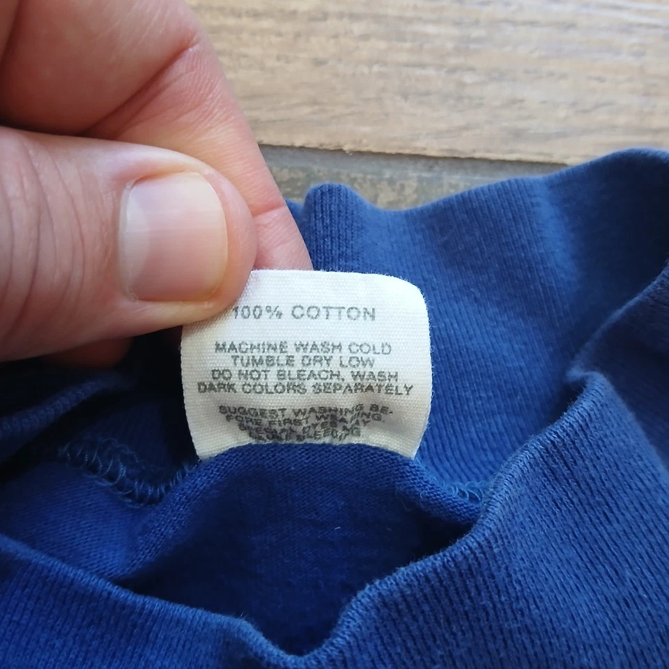 Vintage Adidas Shirt Mens Large Blue Mock Neck Logo Made In USA Cotton 90s - Image 4 of 4