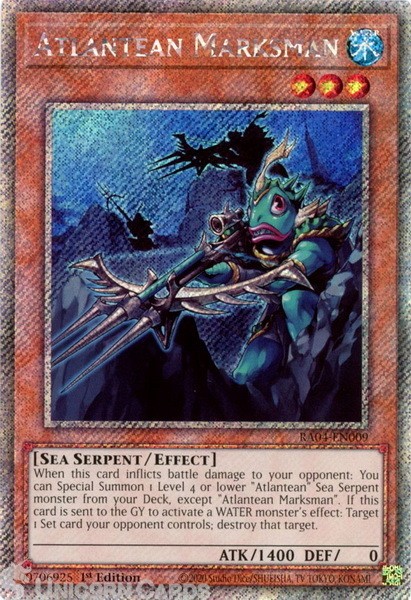 RA04-EN009 Atlantean Marksman : Platinum Secret Rare 1st Edition Mint YuGiOh Car