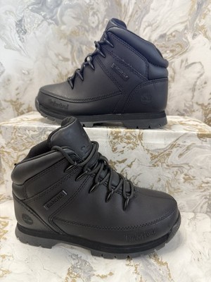 Timberland Euro Sprint Schnürstiefel Kinder Jungen schwarz Größe UK 1,5 EU34 #REF17