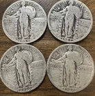 Lot of 4 Standing Liberty Silver Quarters 1926 1927 1928-S 1930-S 90% Silver