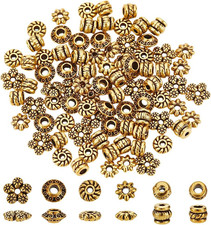 90Pcs 6 Styles Antique Spacer Beads 5-7Mm Tibetan Style Beads Alloy Tube Spacer