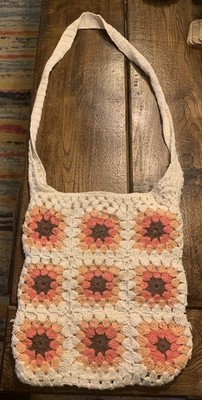Womens Boho Shoulder Bag Colorful India Crochet Granny Square Hippie Festival