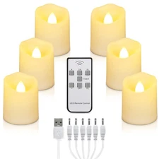 Led Tea Lights Rechargeable Candles with Usb Charging Cable, 6 Pcs Votive Tea Li