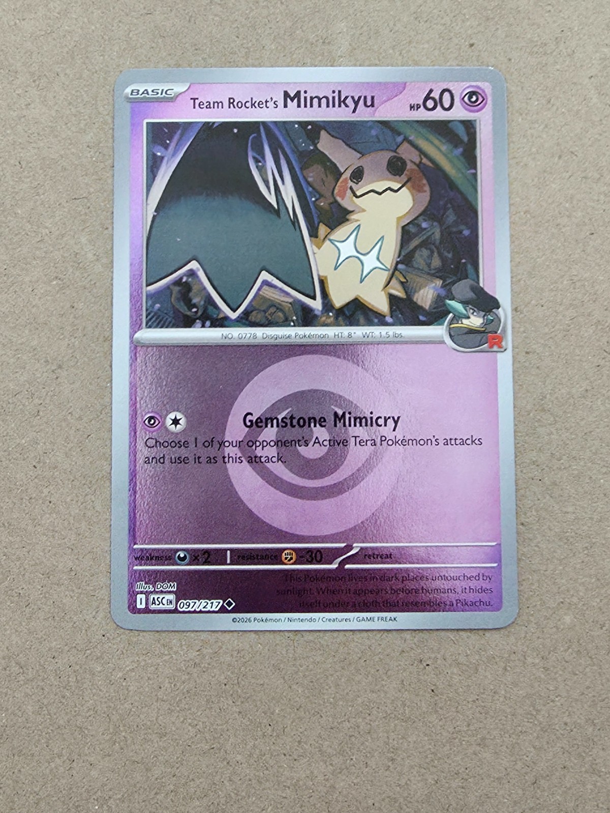 Team Rocket's Mimikyu 097/217 Reverse Holo Ascended Heroes NM Pokémon