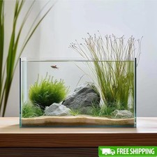 Frameless Glass Fish Tank Easy Maintenance Indoor Aquarium W/ Fish Mat New