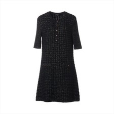 Chanel Lion Polyester x nylon x rayon Knit dress 38 Ladies' Black P57107K07456