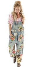 Magnolia Pearl RARE Floral Bird And Kitty Appliqu Overalls 040 SOLD OUT POWT