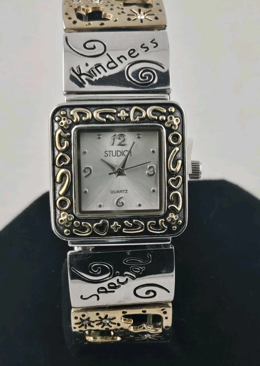Ladies Studio Time Positive Message Watch Expansion Band New Battery Keeps Time Time and Tru Female Analog Watch in Two-Tone with Expansion  main image 4