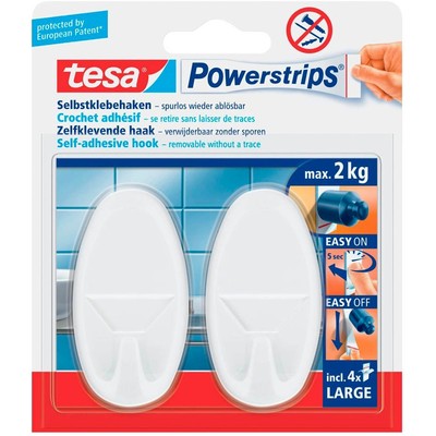 tesa Powerstrips Klebehaken für max. 2,0 kg 3,8 x 7,0 cm, 2 St.
