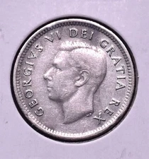 1951 ~ Canada ~ 10 Cents Silver Coin ~ George VI ~ 80% ~ *O876