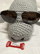DKNY DK117S 001 Pilot Black Metal Brown Sunglasses 100 UV Protection