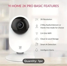 YI Pro 2K Home Security Camera, 2.4Ghz Indoor Camera 1pc AI Smart Detection