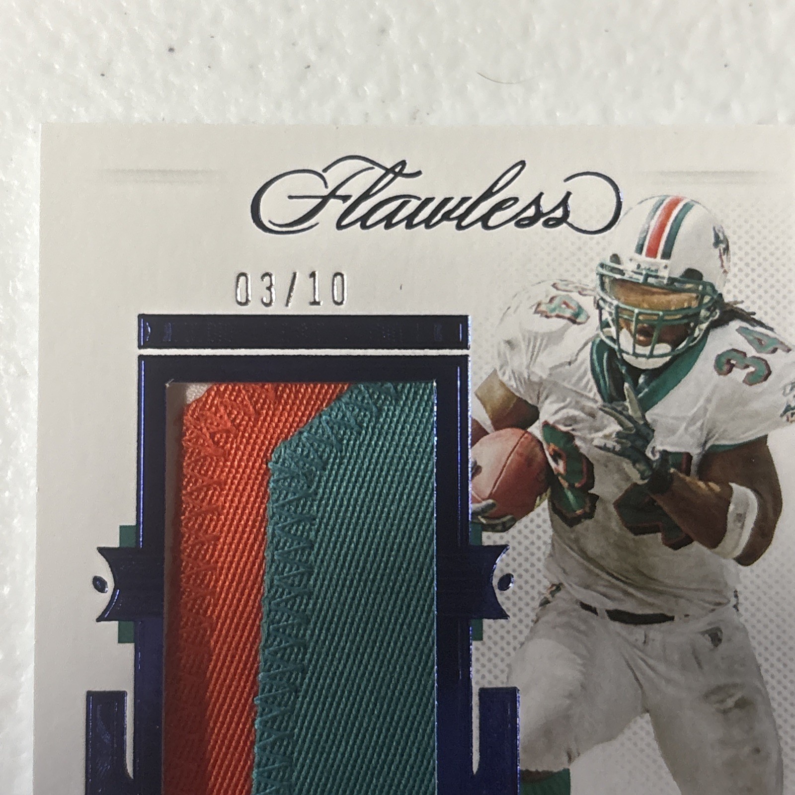 2021 Panini Flawless Ricky Williams On Card Auto #3/10 3 Color Patch  view 3