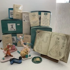 WDCC Cinderella Set: Title, Perla, Jaq, Gus, Birds, & Sewing Book w/WDCC Button