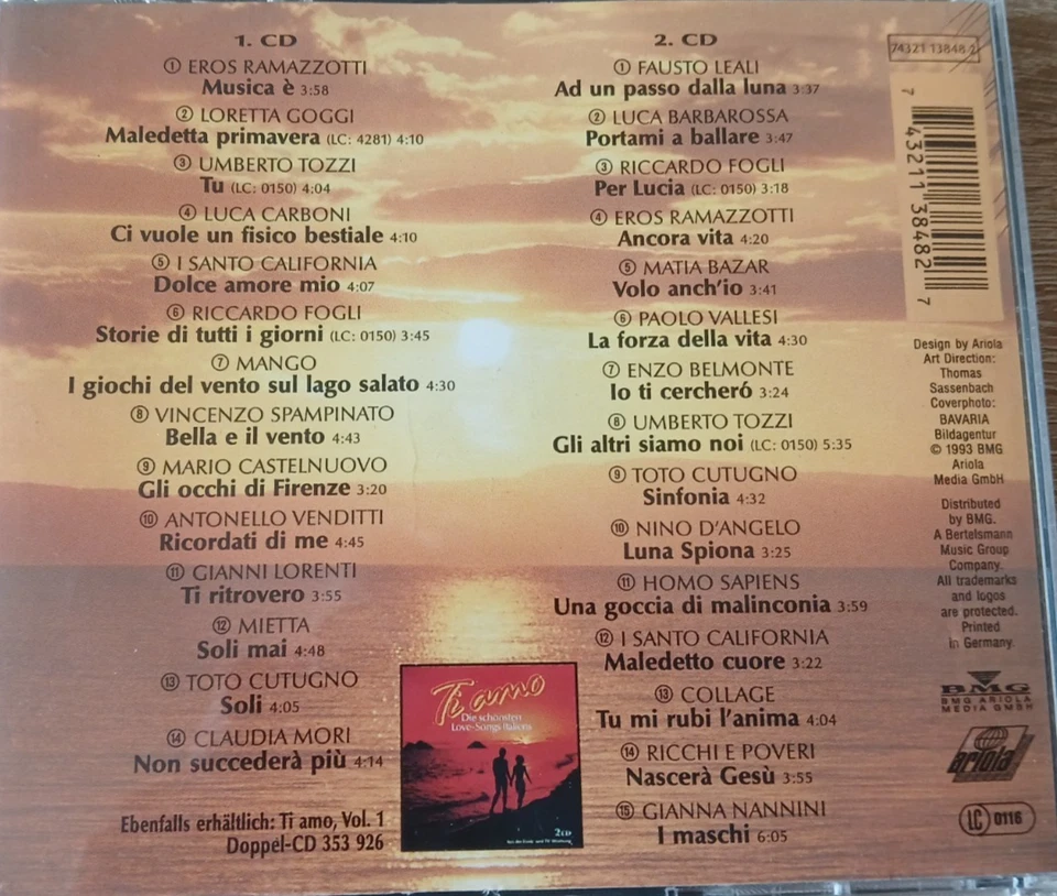 Ti amo - Die schönsten Love Songs Italiens - Various - 2 CD / BMG Ariola 1993 - Bild 4 von 4