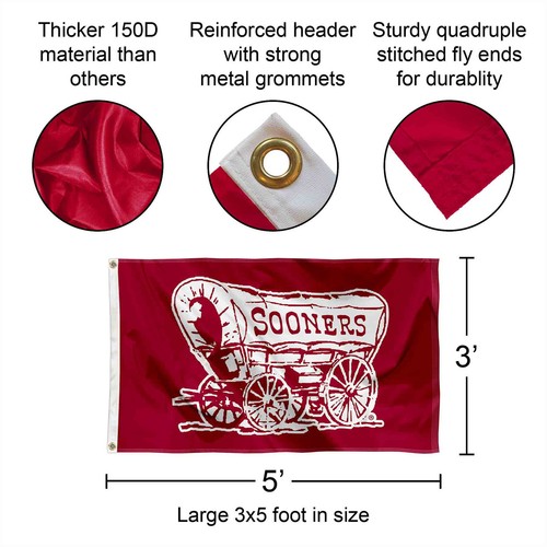 Oklahoma Sooner Logo Flag - Picture 2 of 7