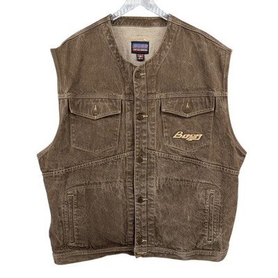 Vintage Boss by IG Design Brown Denim Vest Mens 3X Heavy Cotton Streetwear 90s