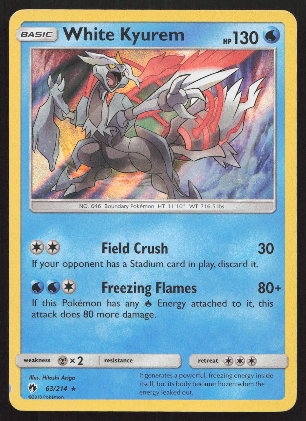 White Kyurem 63/214 Holo Rare SM - Lost Thunder Holo Pokemon LP