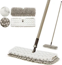 Flip Dust Mop, Dual-Sided - One Side for Scrubbing, One Side for Dusting - Wet D