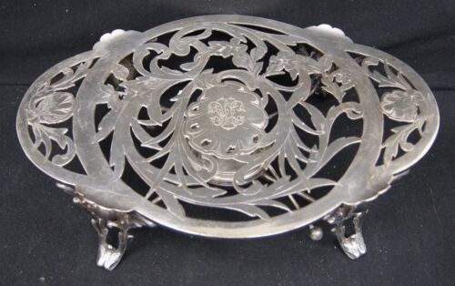 CHRISTOFLE 13,5x9,5" sottopiede placcato argento con bruciatore monogramma FRANCIA