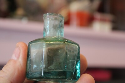 Antique, Teal, Octagon, Ink Bottle, Item#A- 5388