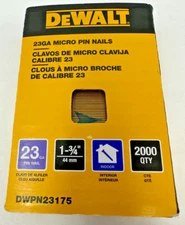 1 Pack of Dewalt 23-Gauge Pin Nails 1-3/4" DWPN23175 (2000 Per Pack)