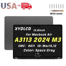 13" for Macbook Air A3113 2024 M3 EMC8611 LCD Screen Complete Assembly SpaceGray