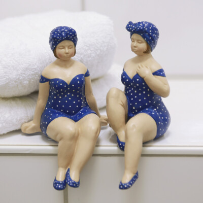 Design Figuren ''Becky'' blau weiß 2er Set Dekofigur Badenixen maritim baden