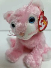 Ty Beanie Babies Carnation The Pink Cat New MWMT Crystal Blue Eyes 6.5"  20cm