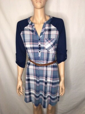 Junior's NWT Ultra Flirt Blue Combo Printed 3/4 Sleeve Size M