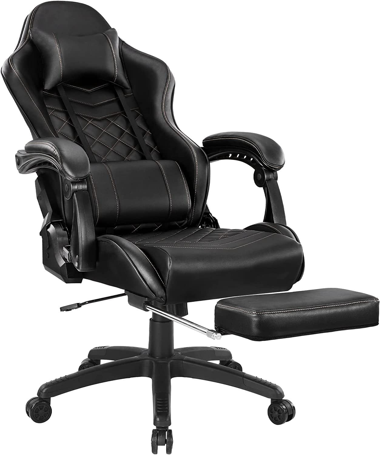 Massage Gaming Chair for Adults, 350LBS Office Chair with Retractable Footrest, 