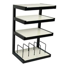 Norstone Esse Hi-Fi Rack / Stand With Vinyl Storage Black Frosted Glass Shelves
