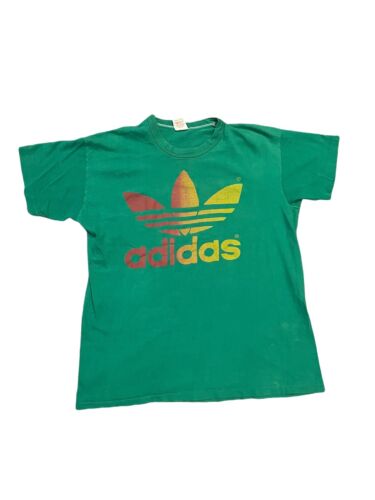 Vintage adidas Green rainbow Trefoil T-shirt Size 