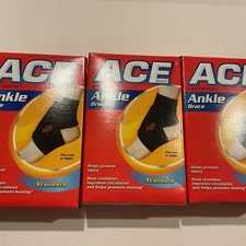LOT OF 3 ACE ANKLE BRACES LEFT OR RIGHT ADJUSTABLE STANDARD SUPPORT # 207248