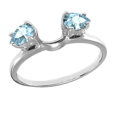1/2 Ct Pear Cut Blue Aquamarine Ring Wrap Guard Enhancer 10k White Gold