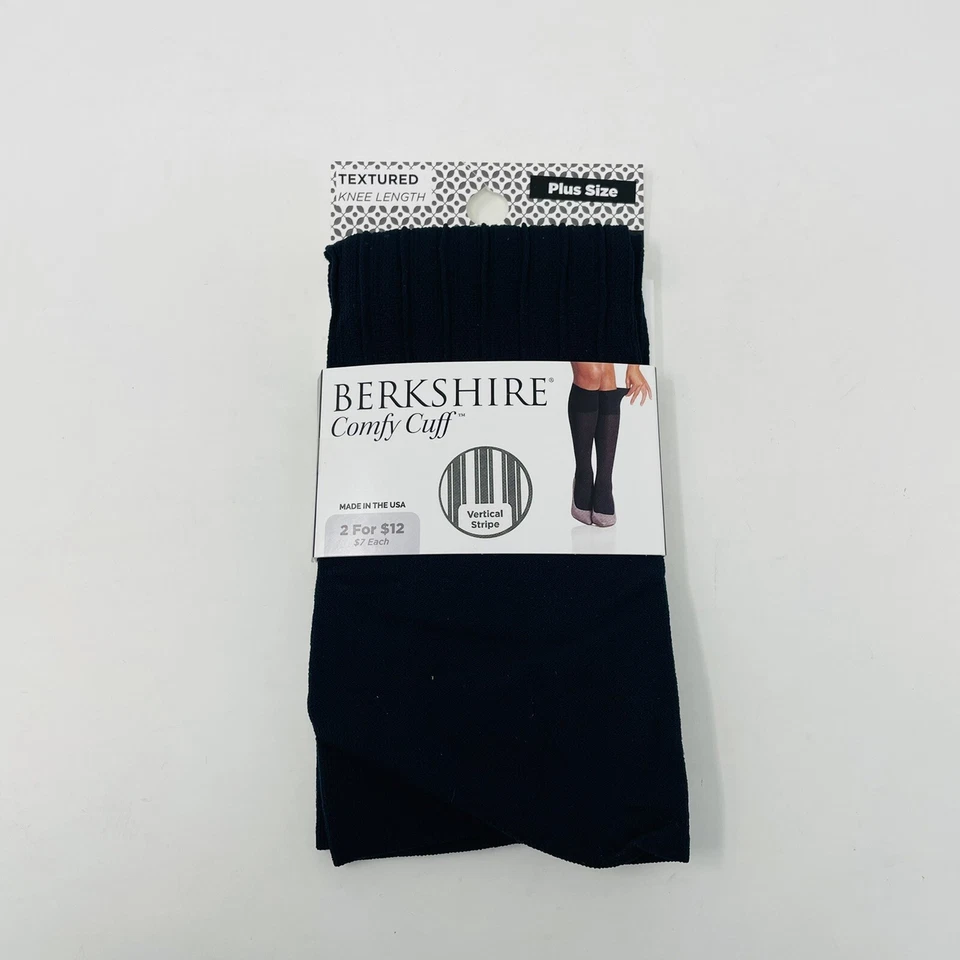 Berkshire Talla Grande 9-12 Cómodo Puño Vertical Rayas Texturizadas Pantalón Calcetines Azul Marino Foto 2 de 4