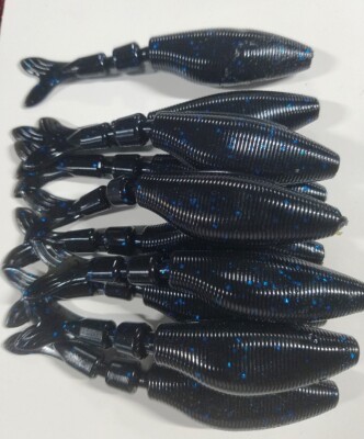 CHATTERBAIT,BLADED JIG,SWIM JIG, TRAILER-4' BLACK/BLU FLAKE 10 PAC GARLIC+SALT