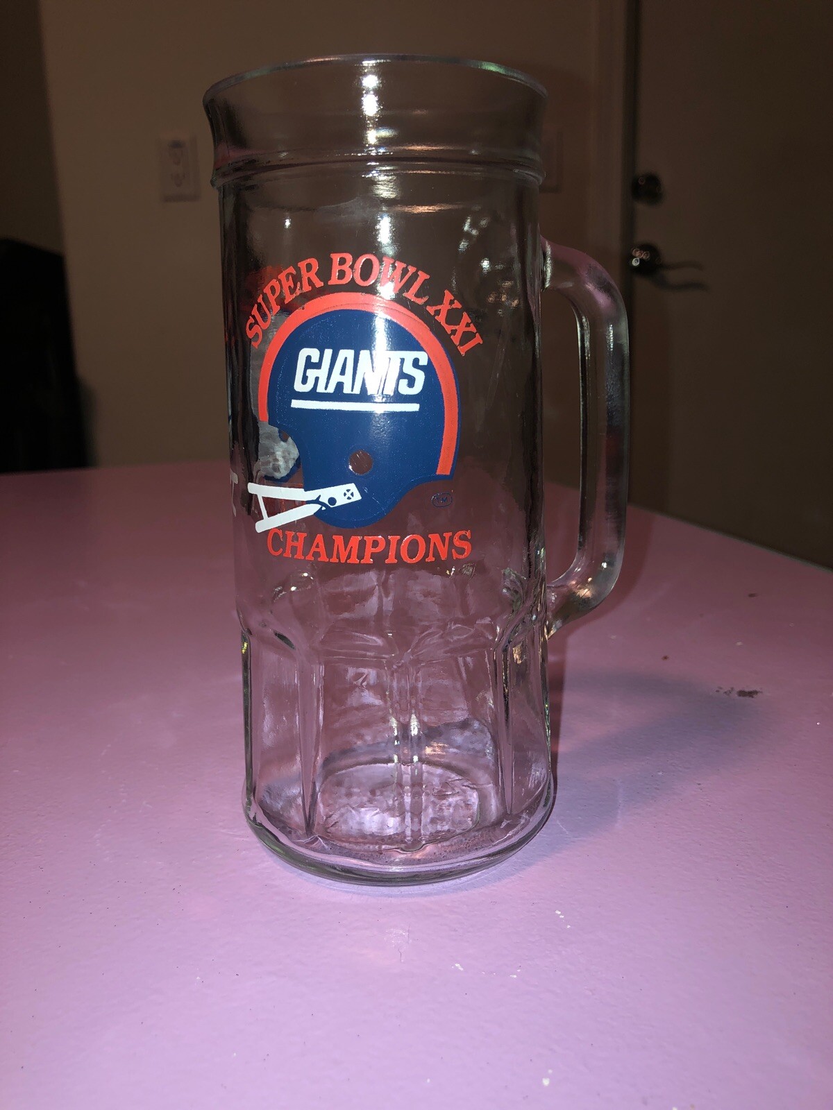 Glass Beer Stein Mug 1987 NFL New York Giants Super Bowl XXI Champions