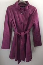 Green With Envy Women's Belted Raincoat Gjz10975 In Fresh Eggplant Size L