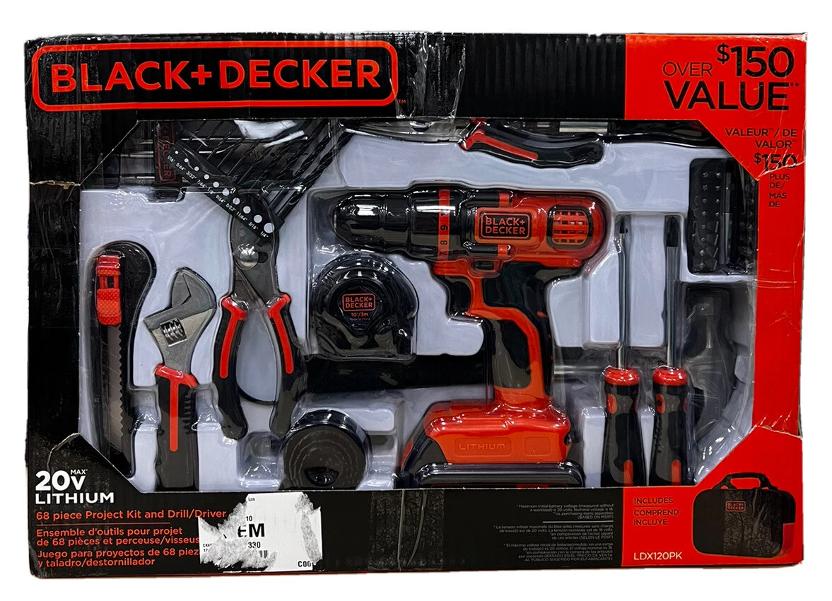 BLACK+DECKER 20V Max Drill & Home Tool Kit, 68 Piece 