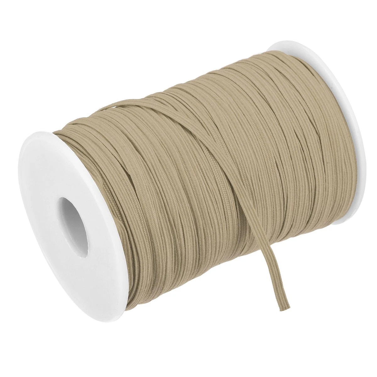 Flat Elastic Band for Sewing Braided Stretch Strap Cord Roll for Wig Crafts DIY | Harfington, Khaki / 1Pcs