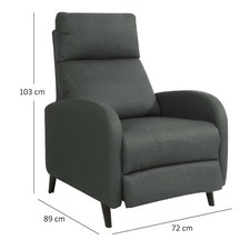 RECLINER CHAIR DARK GREY LINEN FABRIC LIVING ROOM CADIZ FURNITURE ROUND ARM