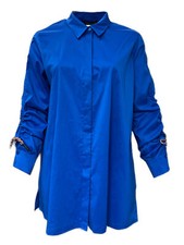Marina Rinaldi Women's Blue Flou Button Down Shirt NWT