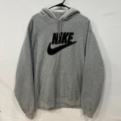 Nike Sportswear Hoodie Men's XXL Gray Pullover Fleece Logo Embroidered