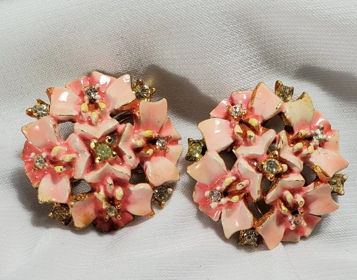 Vintage BSK My Fair Lady Pink Rhinestone Earrings eBay