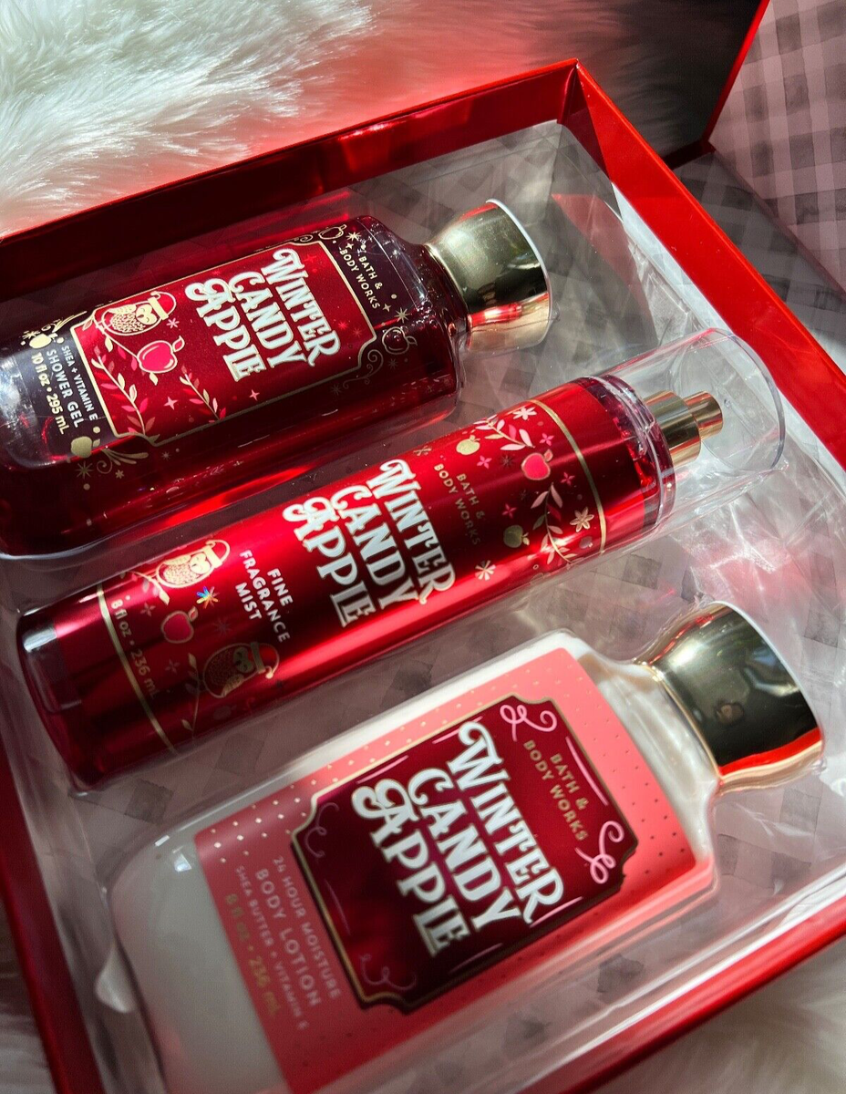 Bath & Body Works Winter Candy Apple Gift SET Full Size Lotion